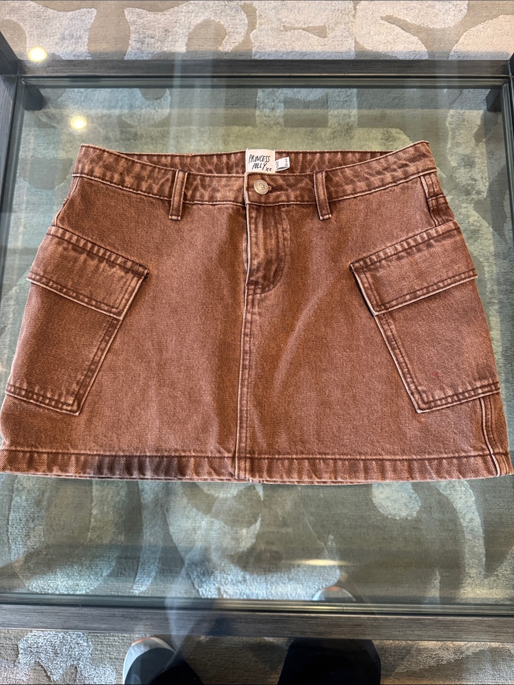 Princess Polly Rust Brown Cargo Denim Mini Skirt
